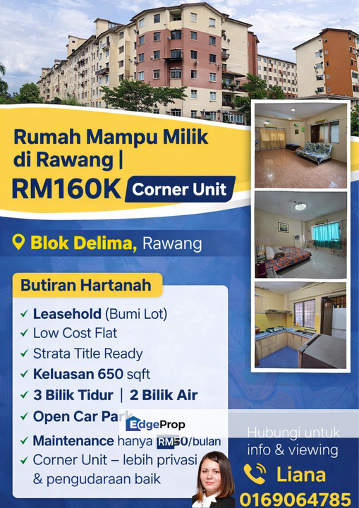 Rumah Mampu Milik di Rawang | RM160K Corner Unit, Selangor, Rawang