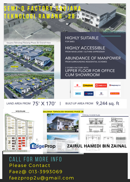 Semi-D Factory Saujana Telnologi Rawang for sale, Selangor, Rawang