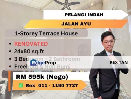 RENOVATED 24x80 Single Storey Terrace House at Jalan Ayu, Taman Pelangi Indah, Johor, Ulu Tiram