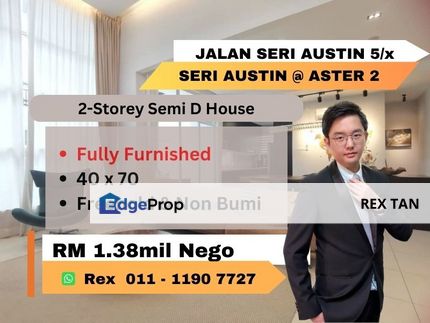 Fully Furnish & Renovation 40x70 Double Storey Semi-D at Seri Austin @ Aster 2 , Johor Bahru, Johor, Johor, Johor Bahru