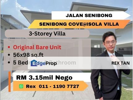 GATED GUARDED 56 x 98 THREE Storey Waterfront Villa at Senibong Cove @ Isola Villa, Masai, Johor, Johor, Masai