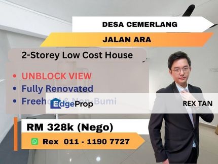 Fully Renovated & Unblock View Double Storey Low Cost House at DESA CEMERLANG@Jalan Ara, Johor, Ulu Tiram