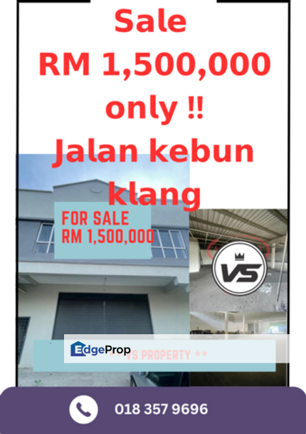 Jalan kebun klang 1.5 Storey Link Factory For Sale , Selangor, Klang