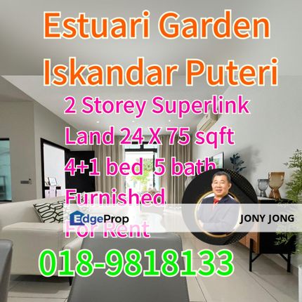 Estuari Garden 2 Storey Superlink Terrace for Rent, Johor, Nusajaya
