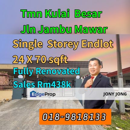 Single Storey Endlot for Sales, Johor, Kulai