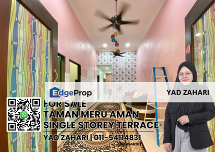 Taman Meru, Klang | Single Storey Terrace 4 Bedrooms | RM420K - Renovated With Mini Swimming Pool Unit And Facing Open , Selangor, Klang