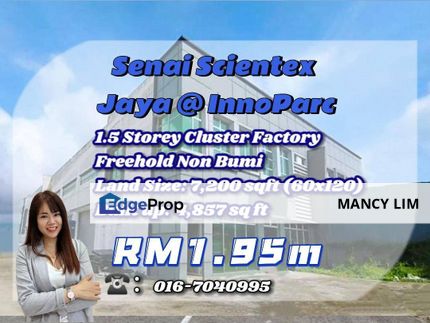 ☘️Senai Factory Innoparc 1.5Storey Cluster Factory ☘️@Light Industrial, Johor, Senai