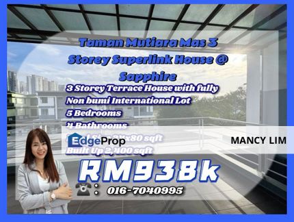 ☘️Mutiara Mas Sapphire 3Storey Superlink House☘️Fully Renovated, Johor, Skudai