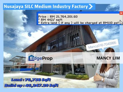 ☘️Medium Industrial Gelang Patah Bungalow Factory @Built To Suit (Green areas)☘️Good Facilities & Environment with Dock Leveller Provided, Johor, Gelang Patah