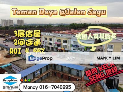 Taman Daya Jalan Sagu Three Storey Shoplot Facing Stackbucks and Foreigner Eligible, Johor, Johor Bahru