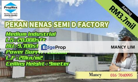 Pekan Nenas Semi Detache Medium Industrial Factory, Johor, Pekan Nanas (Pekan Nenas)