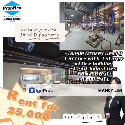 ☘️Taman Mount Austin 3 Storey Semi Detached Factory☘️, Johor, Johor Bahru