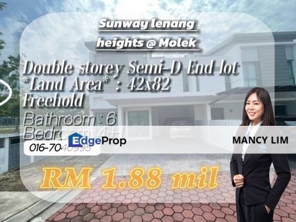 ☘️Sunway Lenang Height Semi Detached @Molek Bare Unit☘️, Johor, Johor Bahru