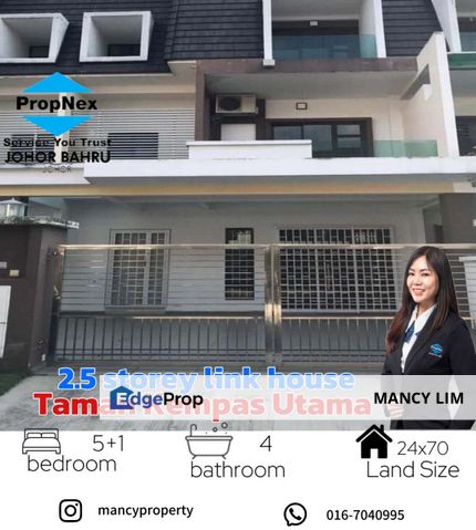 Taman Kempas Utama Two and Half Storey Terrace For Sale, Johor, Johor Bahru