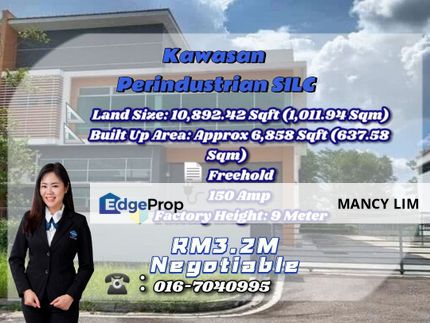 Kawasan Perindustrian SILC Semi Deatched One and Half Story Factory For Sale, Johor, Johor Bahru