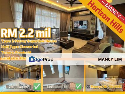The Hills Double Storey Superlink Corner House For Sale, Johor, Nusajaya