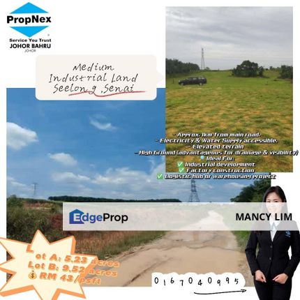 Seelong Senai Johor Medium Industrial Land For Sale Good for Industrial Development, Johor, Senai