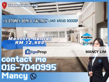 Taman Universiti Semi Deatched Light Industrial For Rent, Johor, Skudai