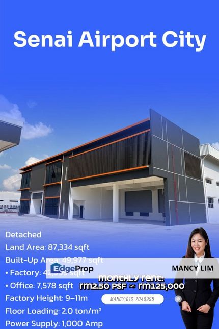 Senai Airport City Detached Factory For Rent, Johor, Senai