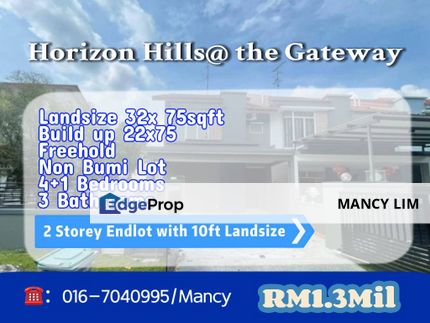 Horizon Hills The Gateway Double Storey Endlot with Land, Johor, Nusajaya
