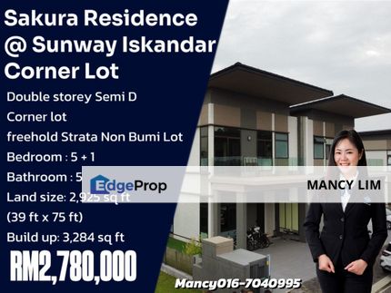 Sakura Residence Sunway Iskandar Medini Double Storey Semi Detached Corner House, Johor, 