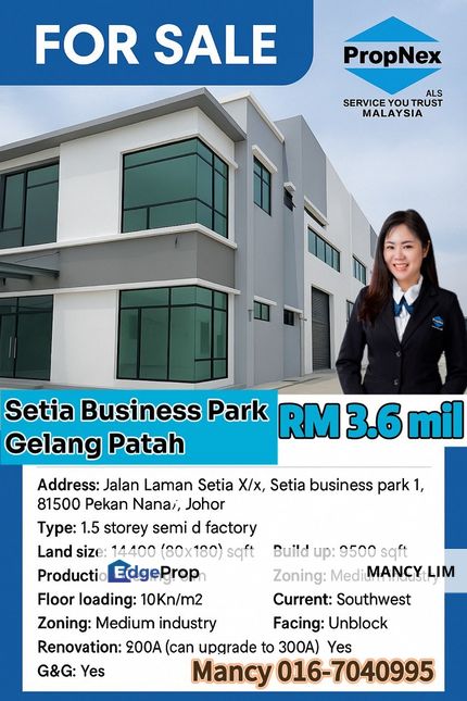 Setia Business Park Gelang Patah Semi Detached Medium Industrial Factory, Johor, Gelang Patah