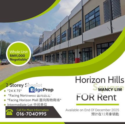 Horizon Hills Square Double Storey Brand New For Rent, Johor, Johor Bahru