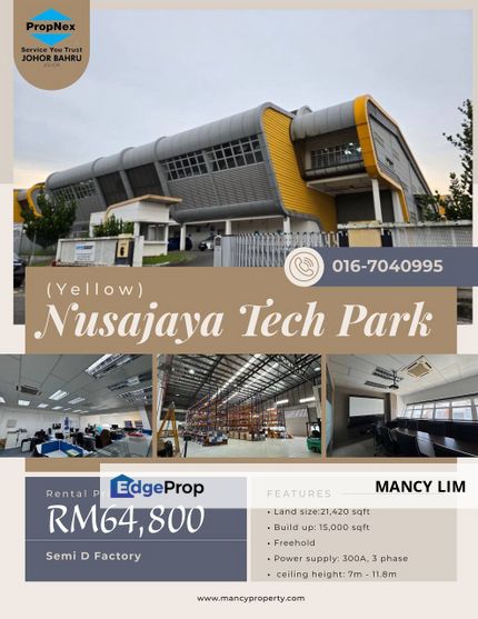 Nusajaya Tech Park Gelang Patah Semi Detached Factory , Johor, Nusajaya