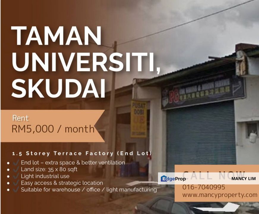 Taman Universiti One and Half Storey Terrace Endlot Factory, Johor, Skudai
