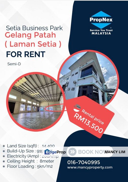 Setia Business Park Gelang Patah (Laman Setia) Semi Detached Medium Industrial Factory, Johor, Gelang Patah