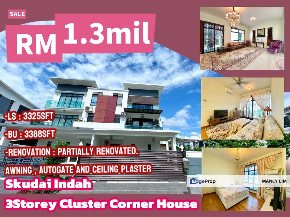 Skudai Indah @Indah Height Tree Storey Cluster Corner House Sell Below Market , Johor, Skudai
