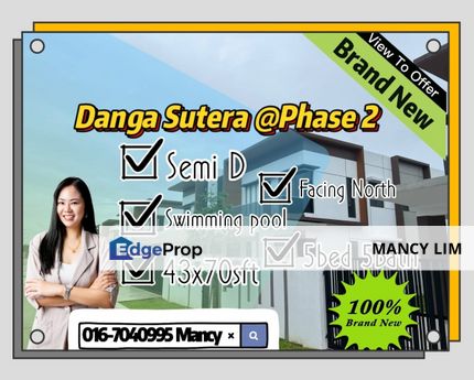 ☘️Danga Sutera Semi D @Phase 2 Brand New☘️Just  get Keys, Johor, Skudai