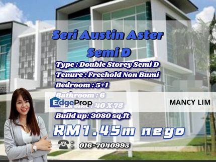 ☘️Seri Austin @Aster Height Semi D with Fully Renovated☘️, Johor, Johor Bahru