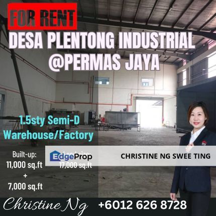 Permas Jaya SemiD Factory Warehouse For Rent, Johor, Masai