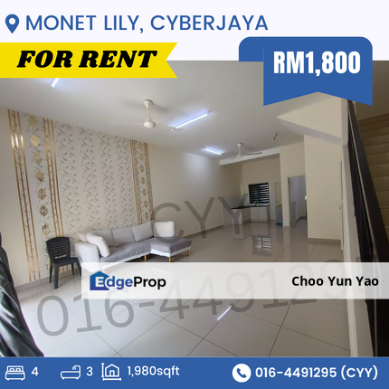 Monet Lily 2 Storey, Cyberjaya FOR RENT, Selangor, Sepang