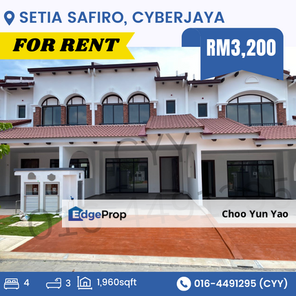 Setia Safiro 2 Storey landed, Cyberjaya FOR RENT, Selangor, Cyberjaya