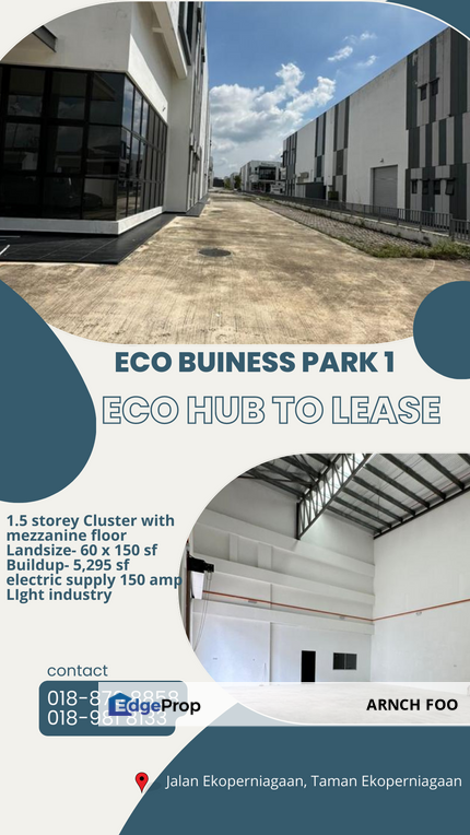 Eco Business Park 1 Eco Hub to lease, Johor, Johor Bahru