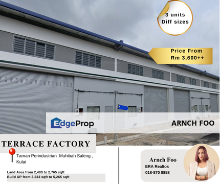 Terrace Factories 3 units, Johor, Kulai