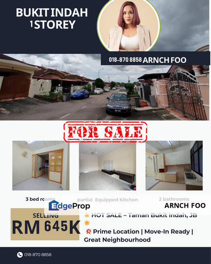 1 Storey Terrace House Iskandar Puteri, Johor, Bukit Indah