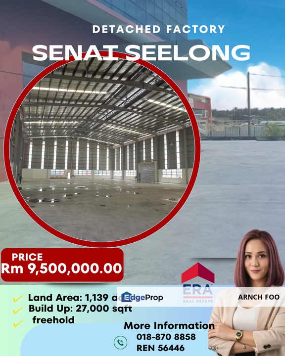 Detached Factory For Sale ROI 5%+, Johor, Senai