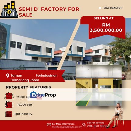 Semi Detached Factory, Johor, Ulu Tiram