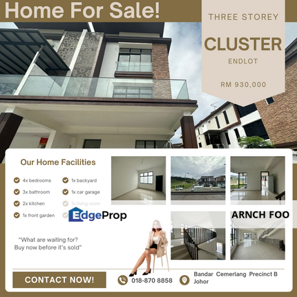 3 Storey Cluster Precintc B, Johor, Ulu Tiram