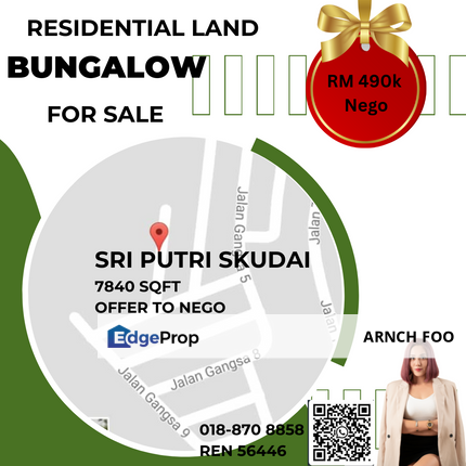 Bungalow land for sale, Johor, Skudai