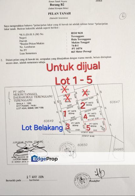 10 TANAH LOT AJIL, KUALA BERANG HULU TERENGGANU UNTUK DIJUAL, Terengganu, Ajil