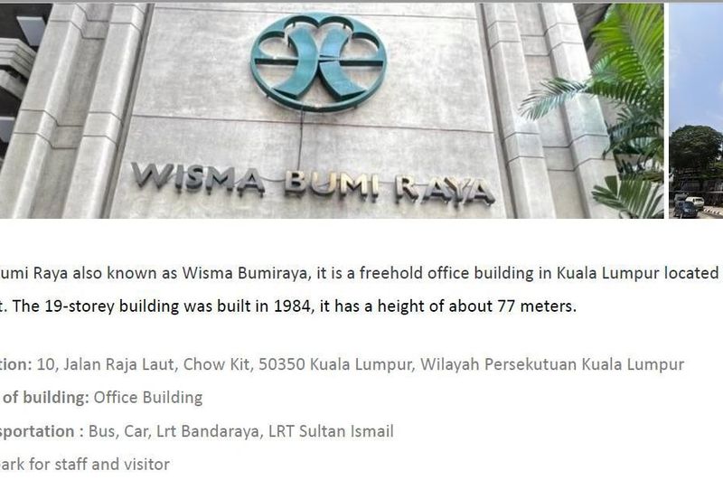 Wisma Bumi Raya, Jalan Raja Laut, Chow Kit, Office for Rent