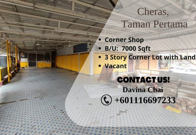 Cheras, Taman Pertama Corner Shop For Rent