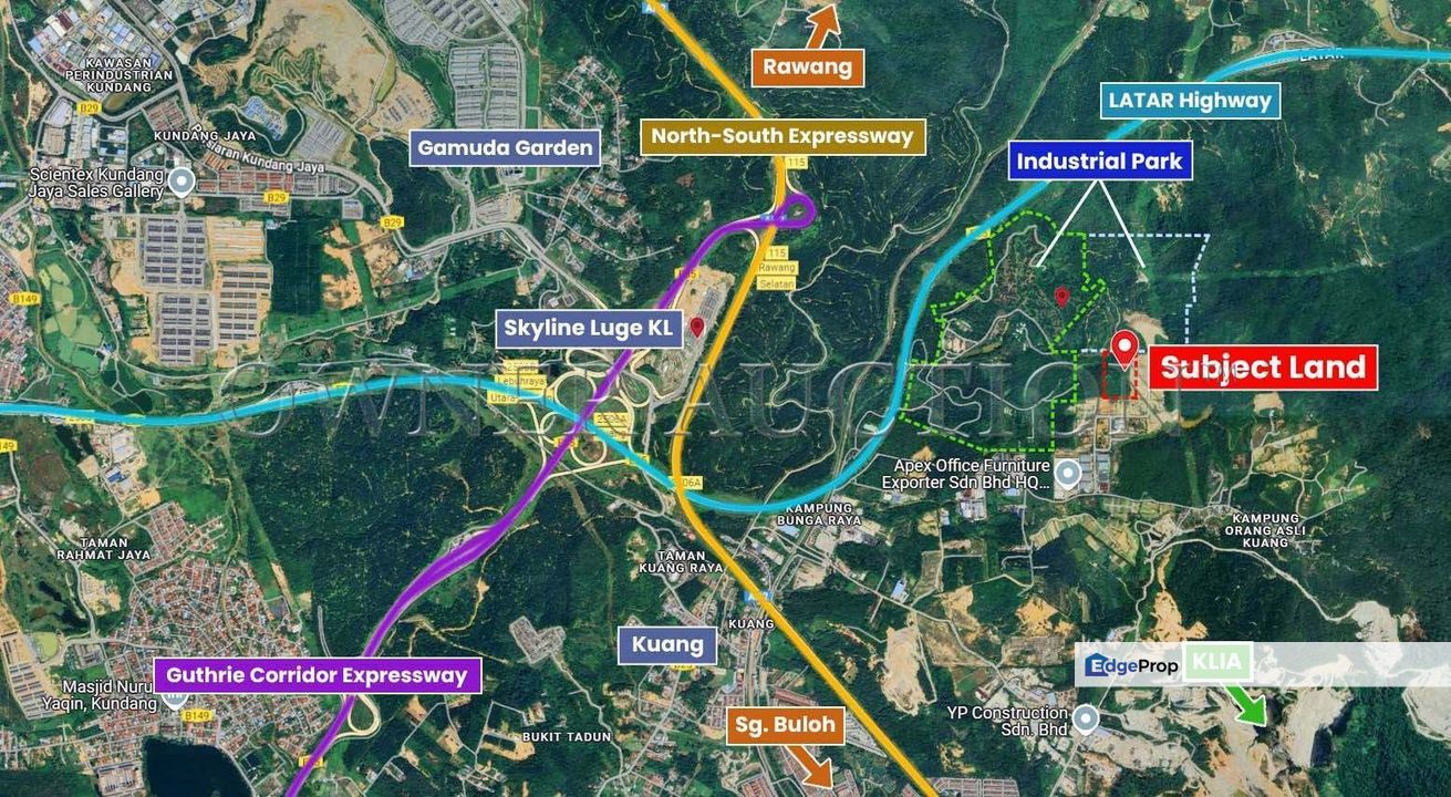 Industrial Land in Selangor with land office approval for conversion to industrial land on date 5/9/2024. Golden Opportunity! Adjacent to the 344.6-ac, Selangor, Rawang