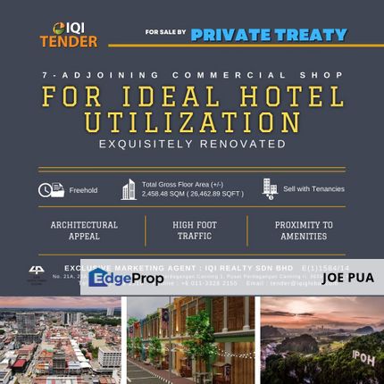 Jalan Sultan Idris Shah, Ipoh City Centre, Ipoh, Perak 7-Adjoining Commercial Shops For Sale, Perak, Ipoh