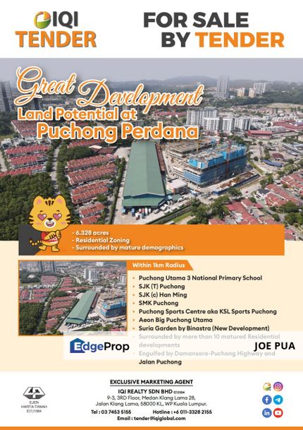 One Parcel of Development Land, Taman Puchong Perdana, Petaling For Sale By Tender, Selangor, Puchong