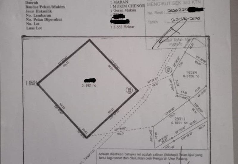 Tanah Status Bangunan Tepi Jalan Utama